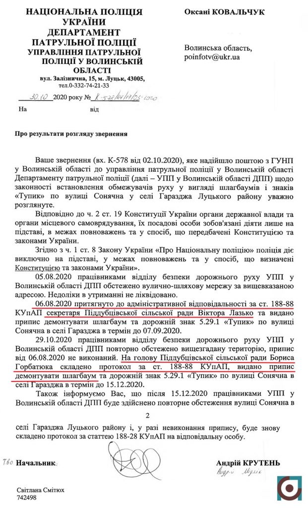 поліція оштрафувала сільського голову через Олександра Кватирка